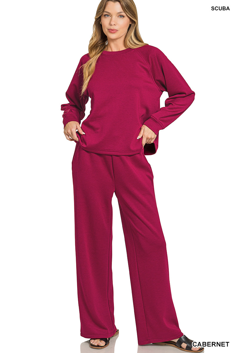 Scuba pullover & pants set maroon