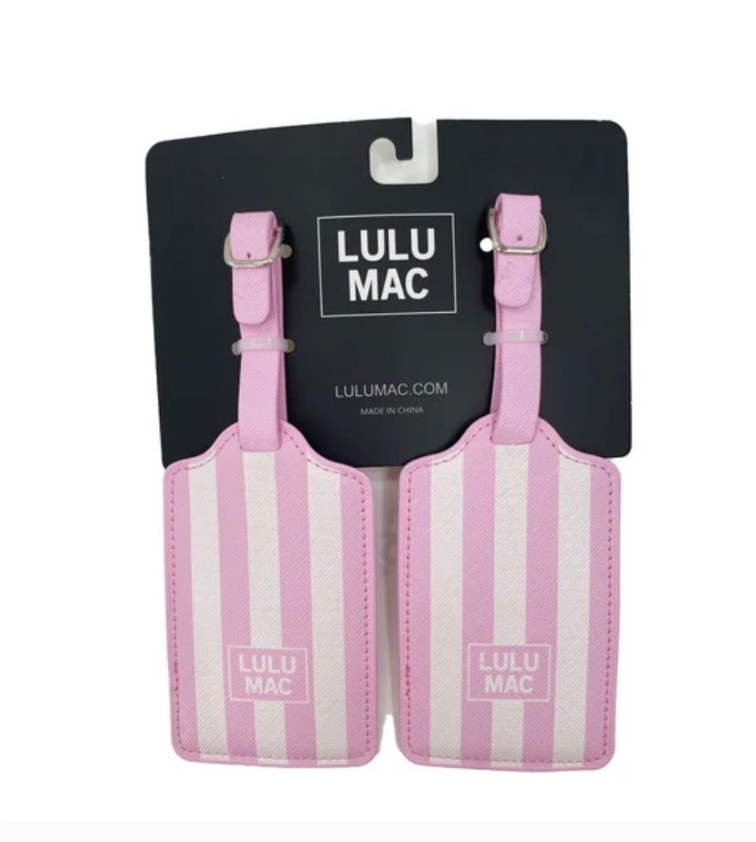 LM- PINK/WHITE STRIPE LUGGAGE TAG