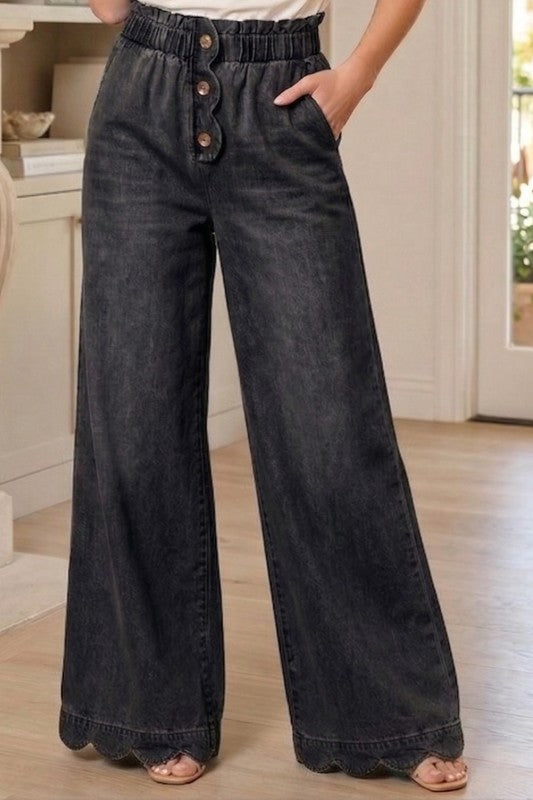 Black Scalloped Pants