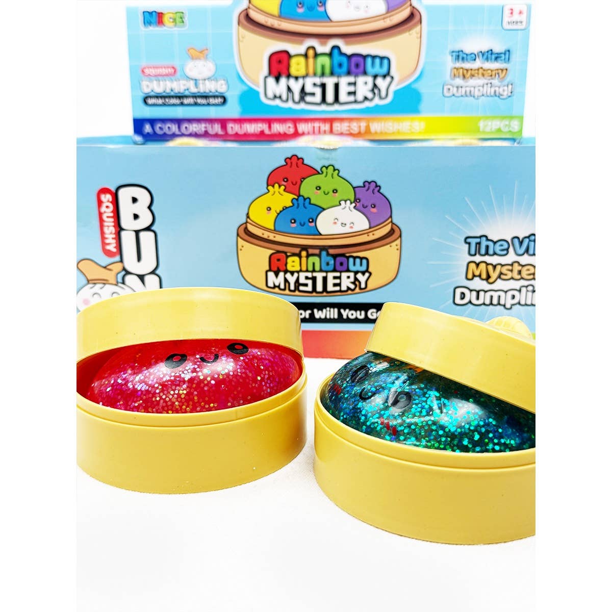Glitter Maltose Mystery Dumpling Squishy with Steamer
