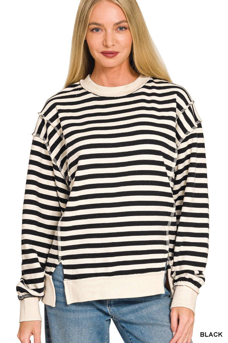Black Striped LS Top