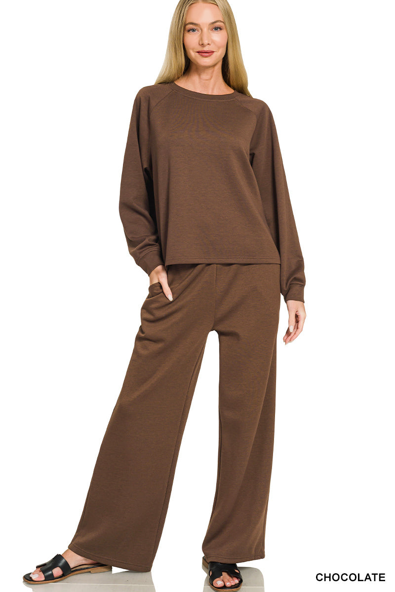 Scuba pullover & pants set brown