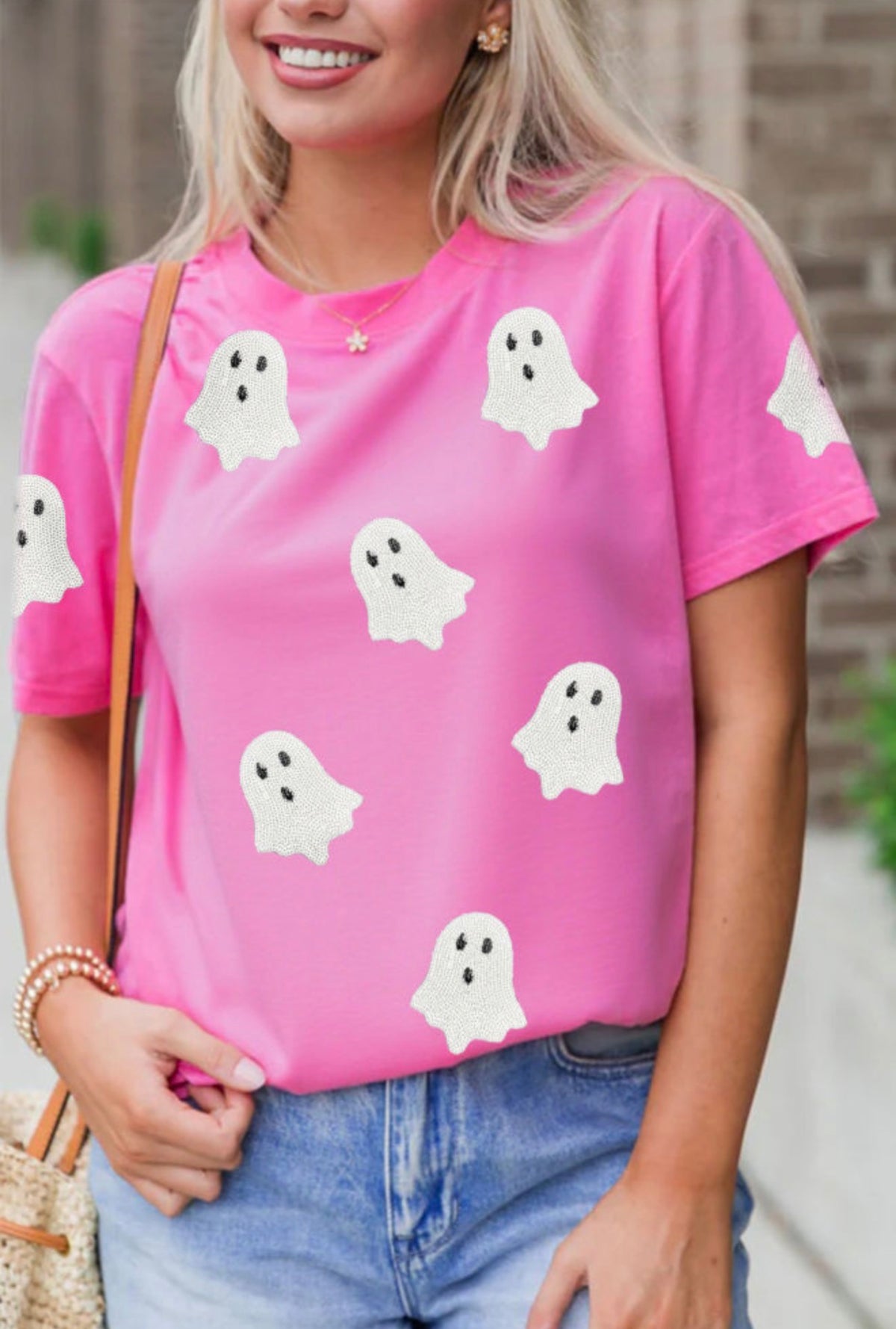 Pink Sequin Ghost Top