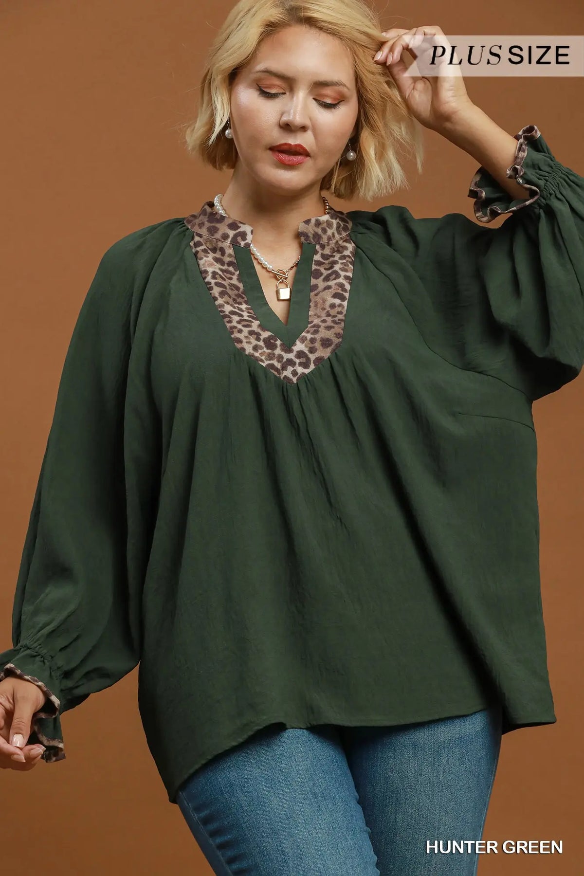 Olive Top w/ Leopard