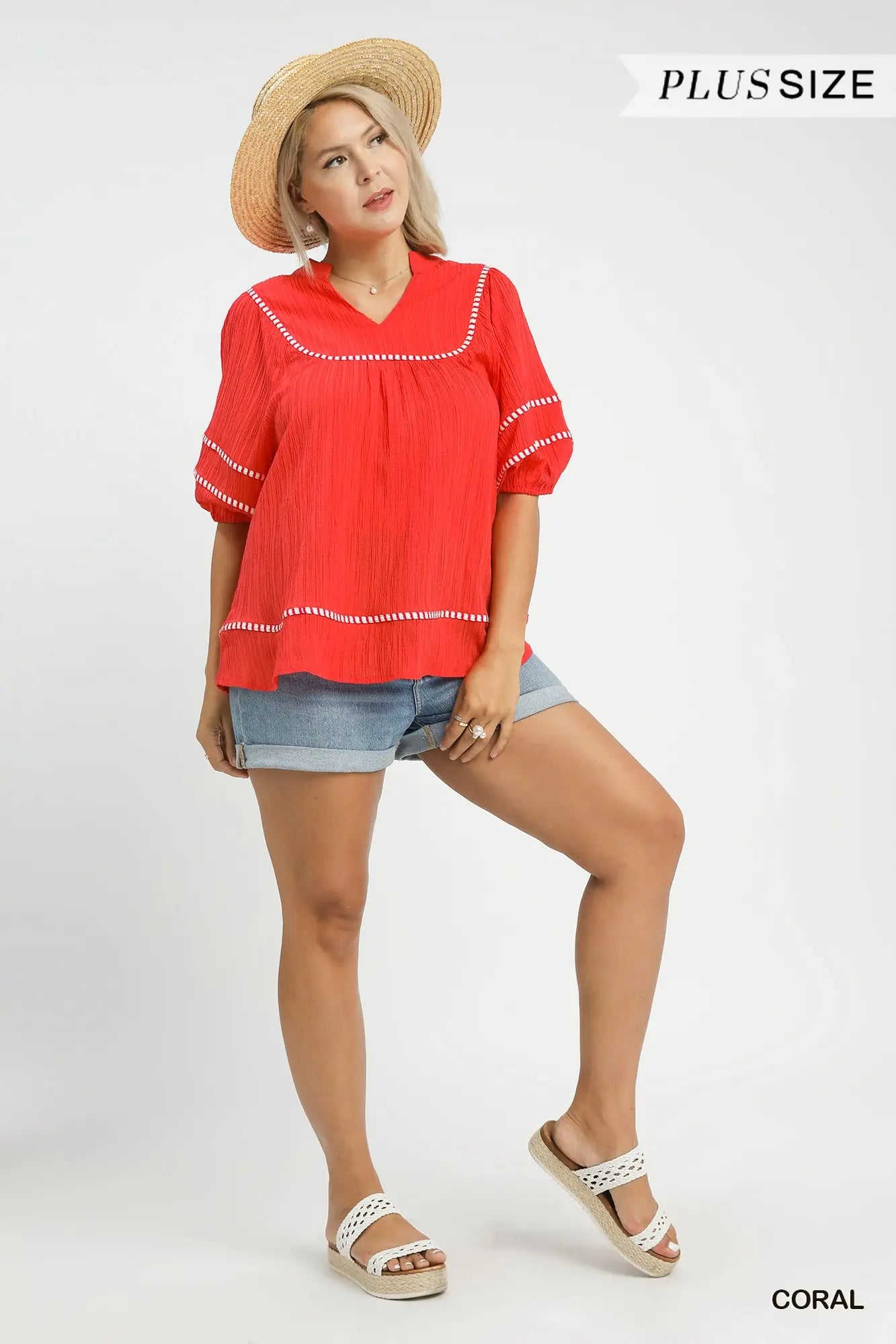 Red w/White Detail Top