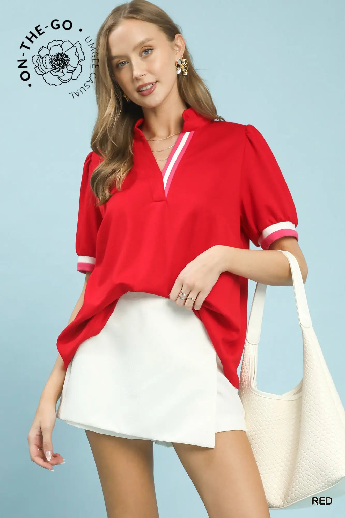 Red Contrast Trim Top