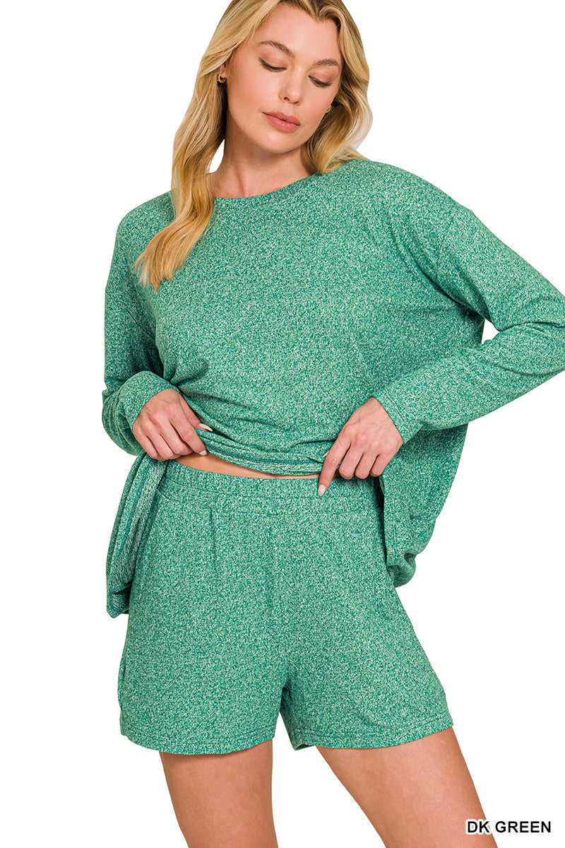 Soft Long Sleeve & Shorts Set - Green