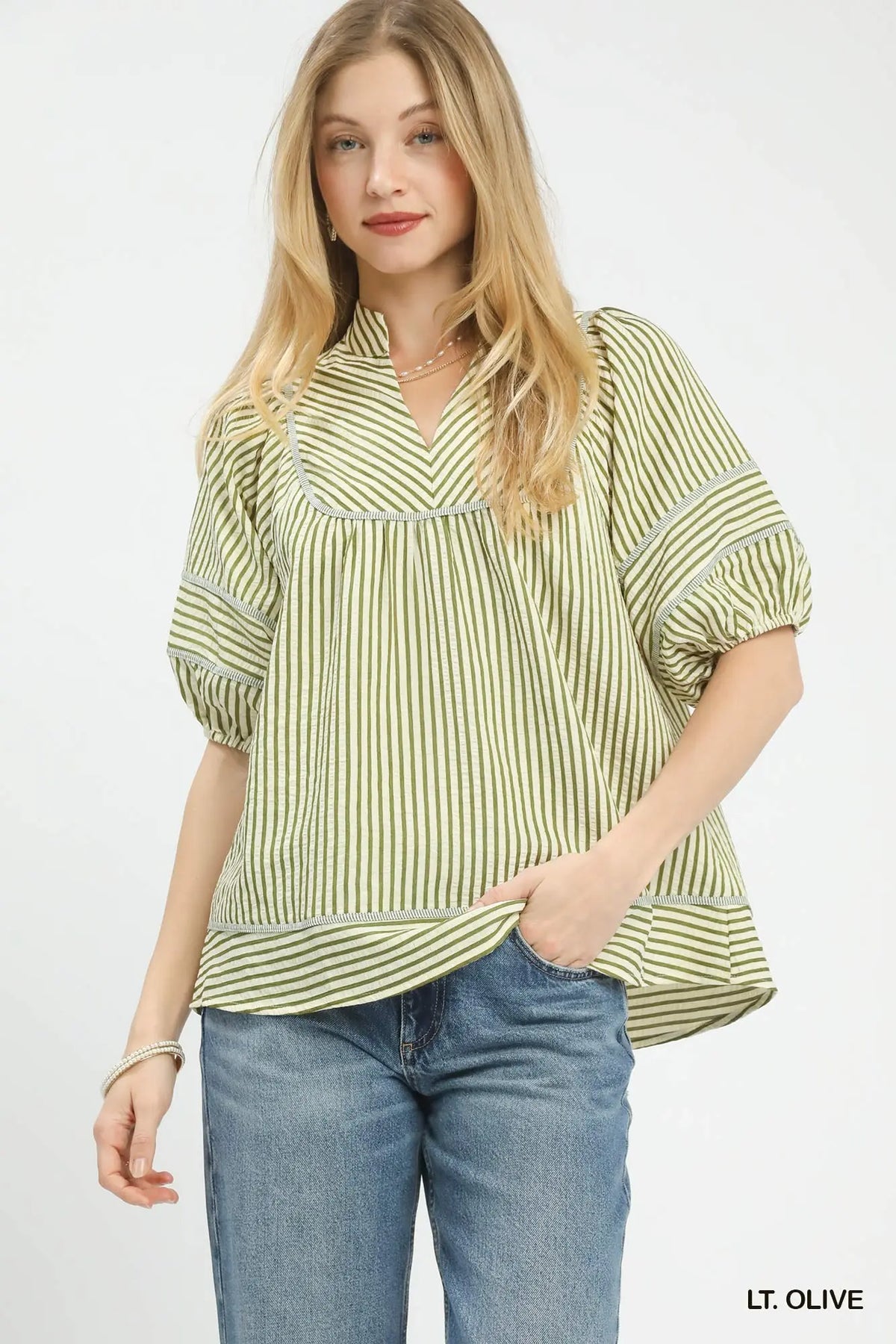 Olive Striped Top
