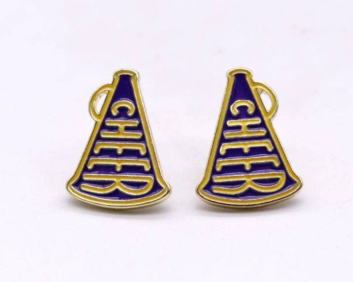 Cheer Horn Gameday Post Earrings: Red Black