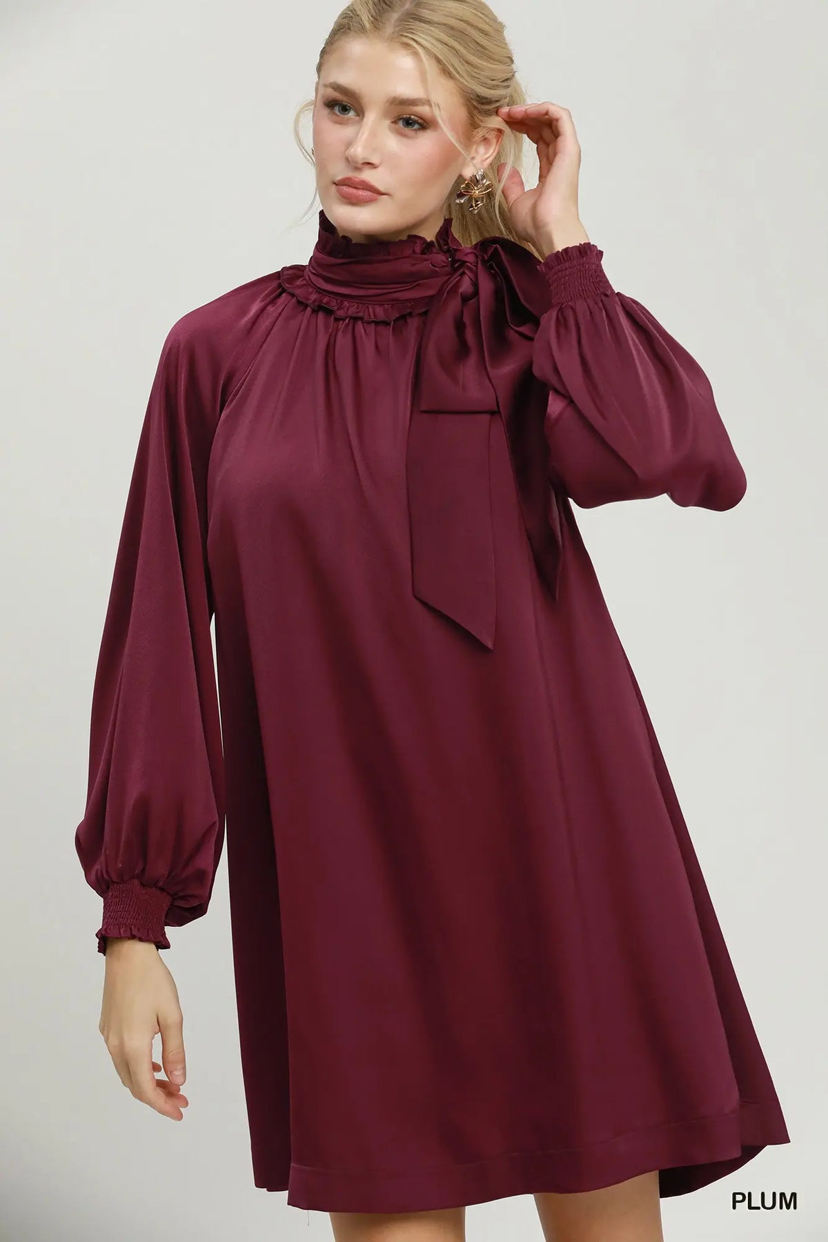 Plum Satin Tie Dress