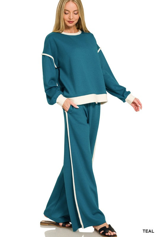 Scuba Sweatshirt & Pants Set-Teal