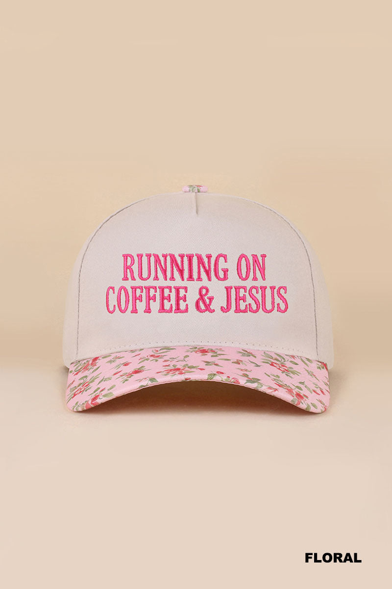 Running on Coffee & Jesus Hat-Floral