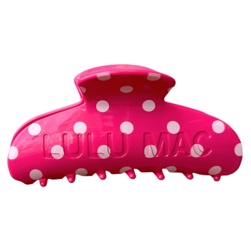 LM-LULU MAC HAIR CLIPS Hot Pink/White Dot