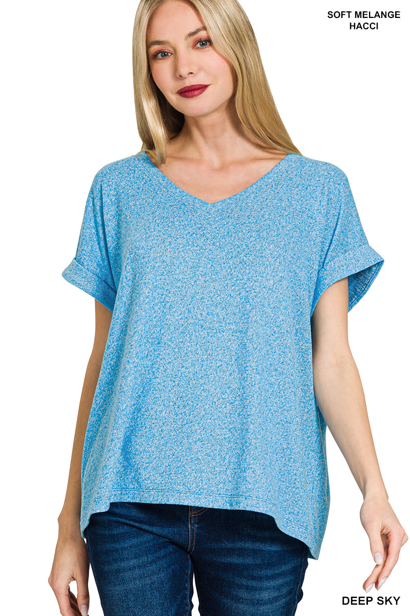Soft V-Neck Tee-Deep Sky