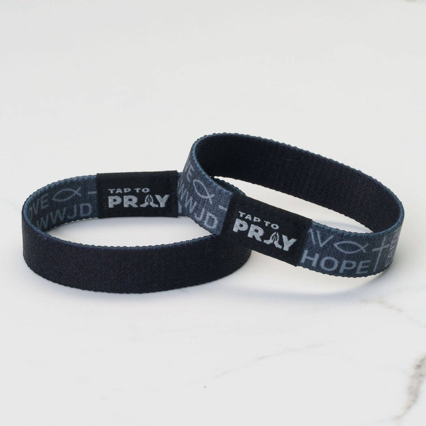 Tap To Pray® Wristband – Symbols of Faith - Grey: Large