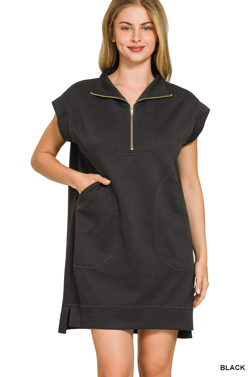 Black Textured Knit Dress