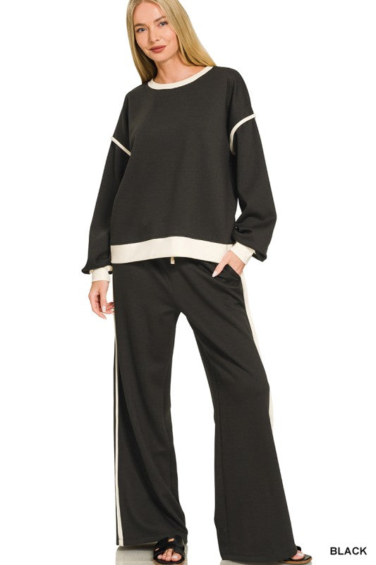 Scuba Sweatshirt & Pants Set- Black