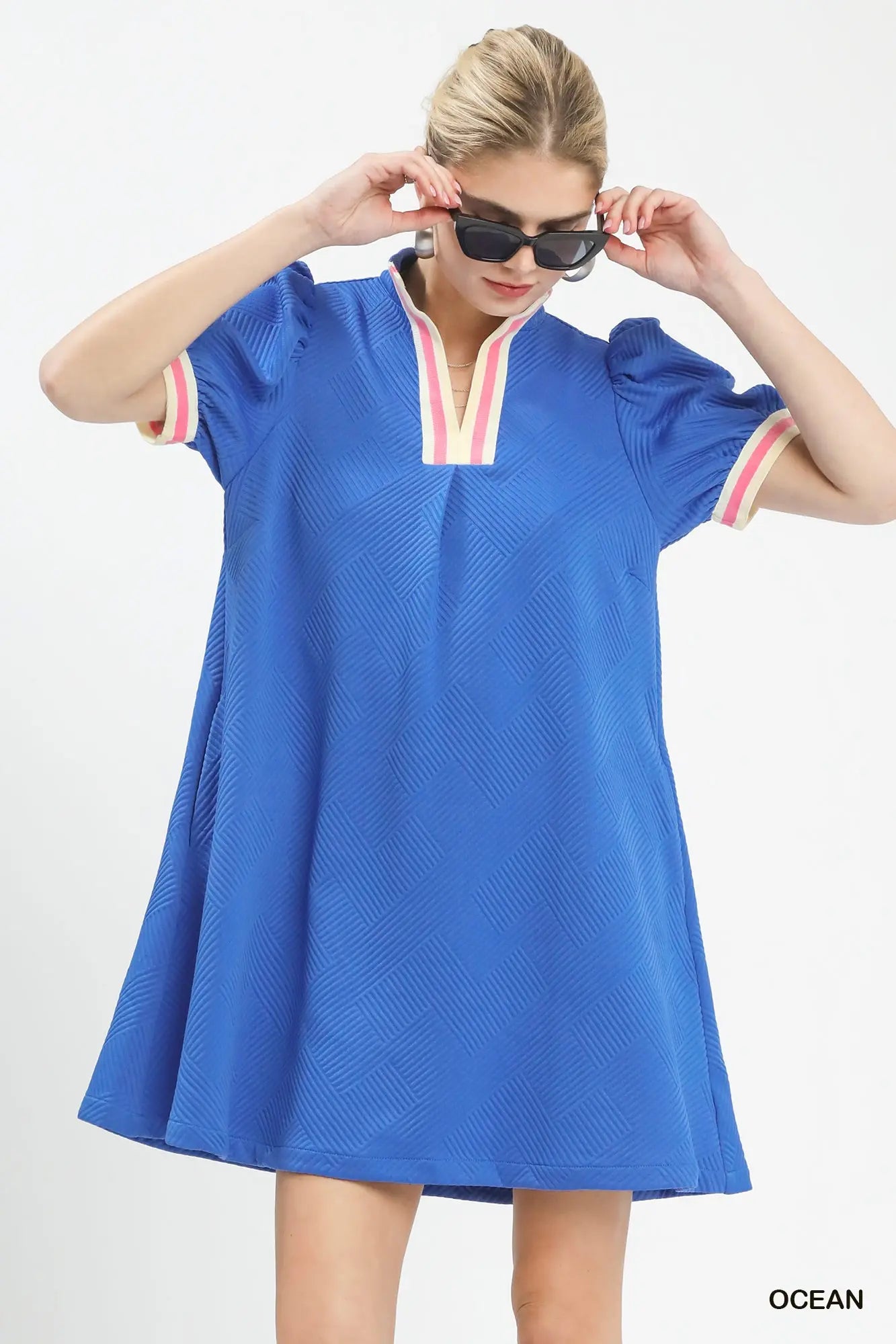 Ocean Blue w/Pink Trim Dress