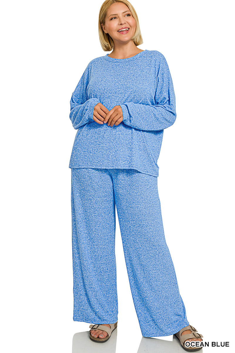 Curvy Soft LS Pants Set blue