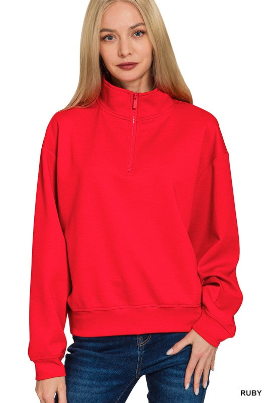 Scuba Half Zip Pullover- Red