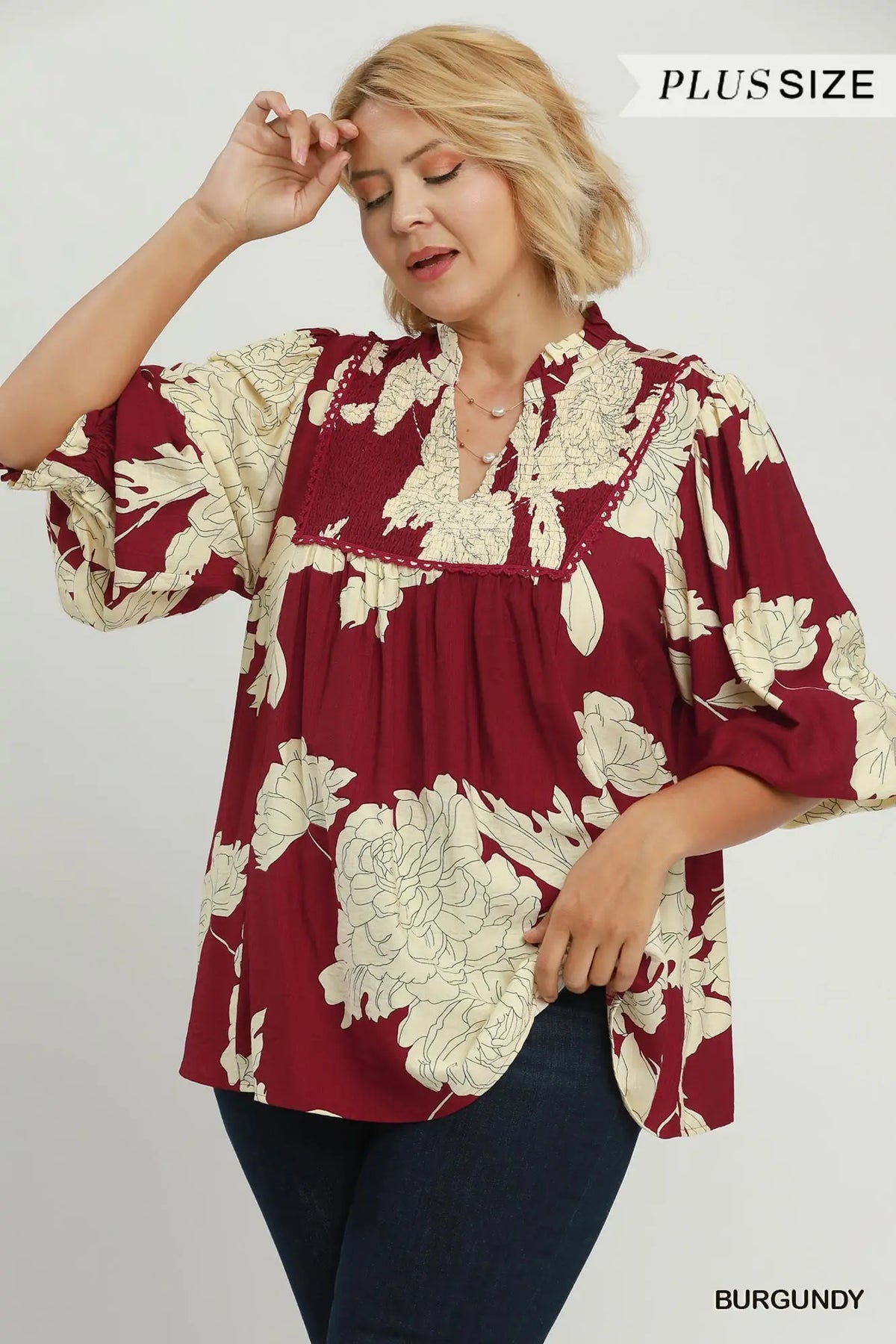 Burgundy Floral Top