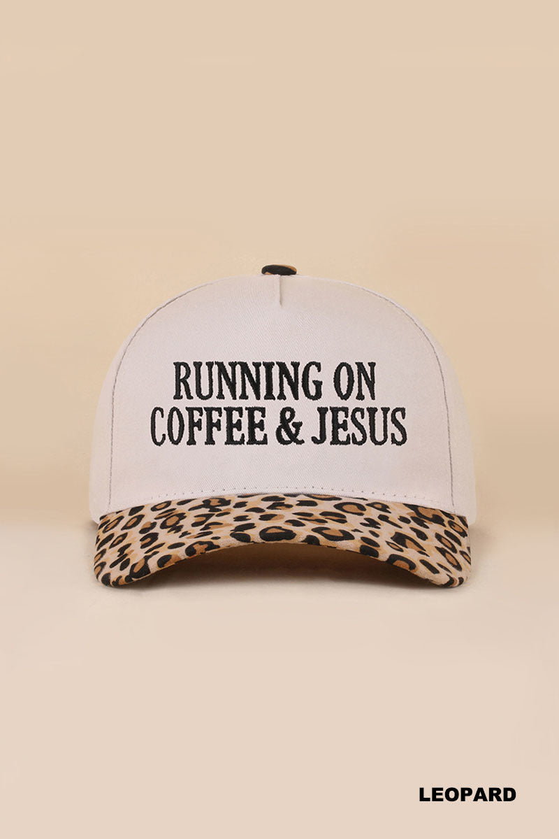 Running on Coffee & Jesus Hat-Leopard