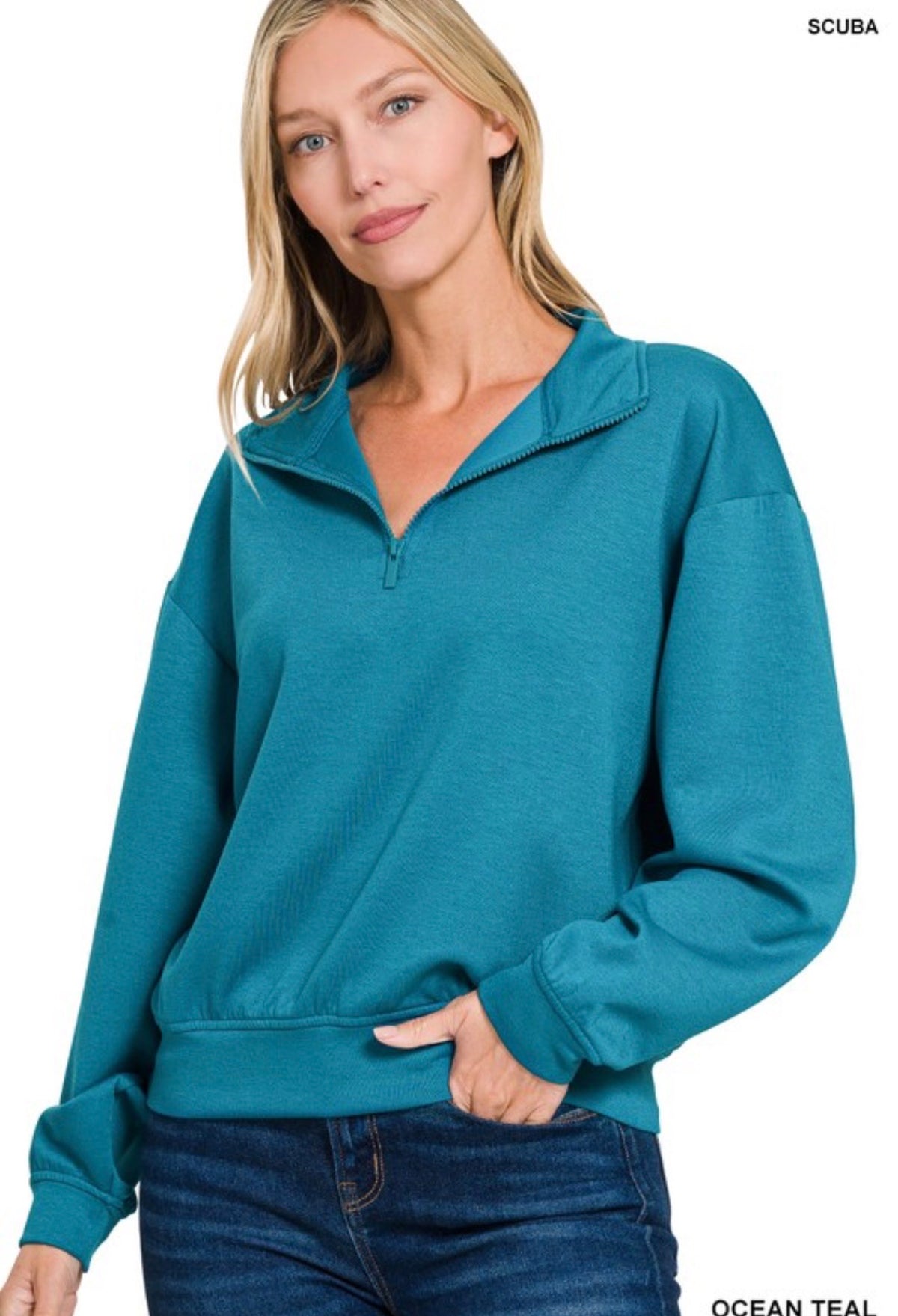 Scuba Half Zip Pullover- Teal