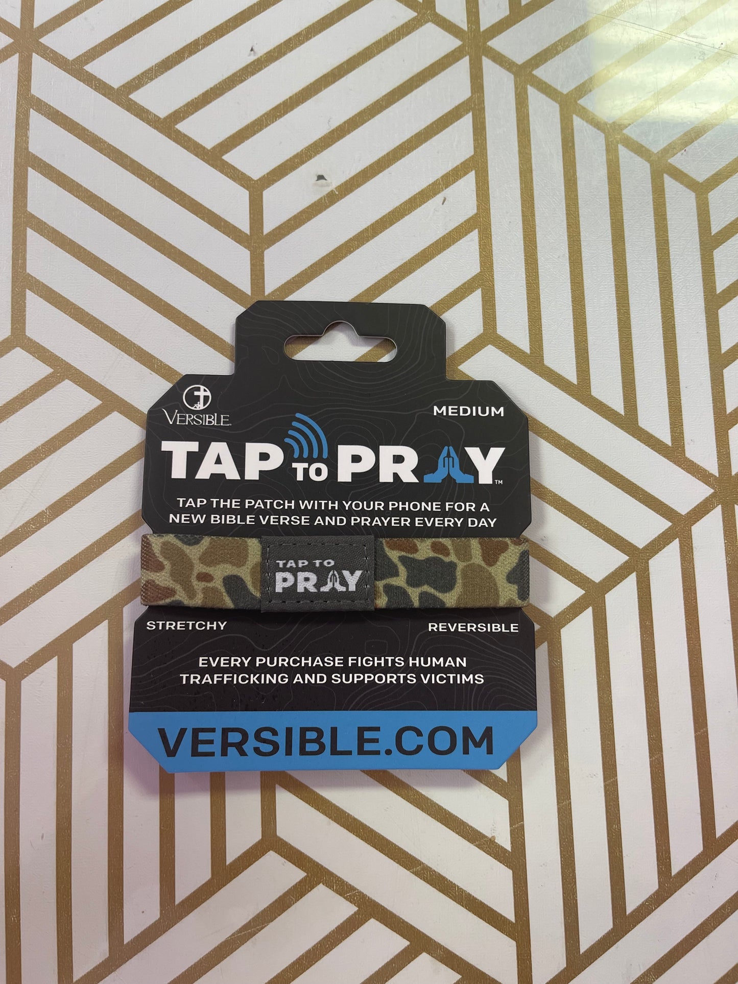Tap To Pray® Wristband - River Rock Camo - Sahara & Copper - Medium