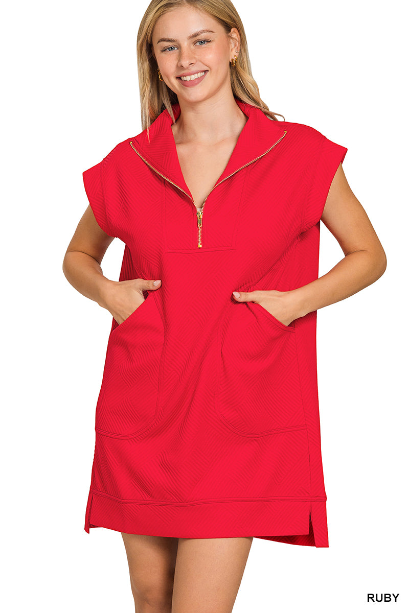 Red Textured Knit Dress