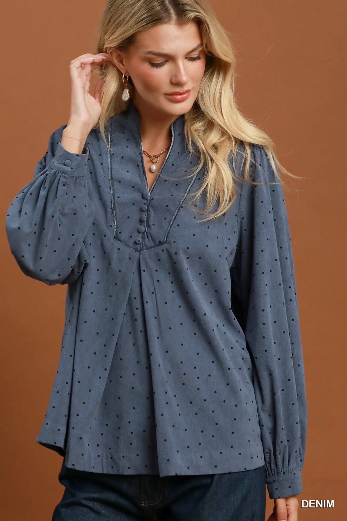 Denim Polka Dot Top
