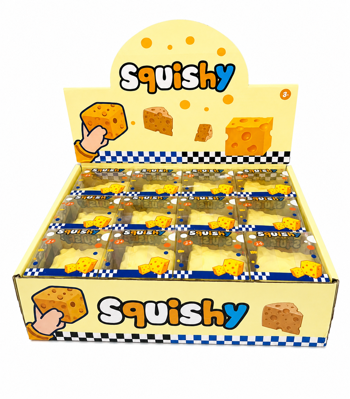 3" Vaseline-Filled Cheese Cube Squishy