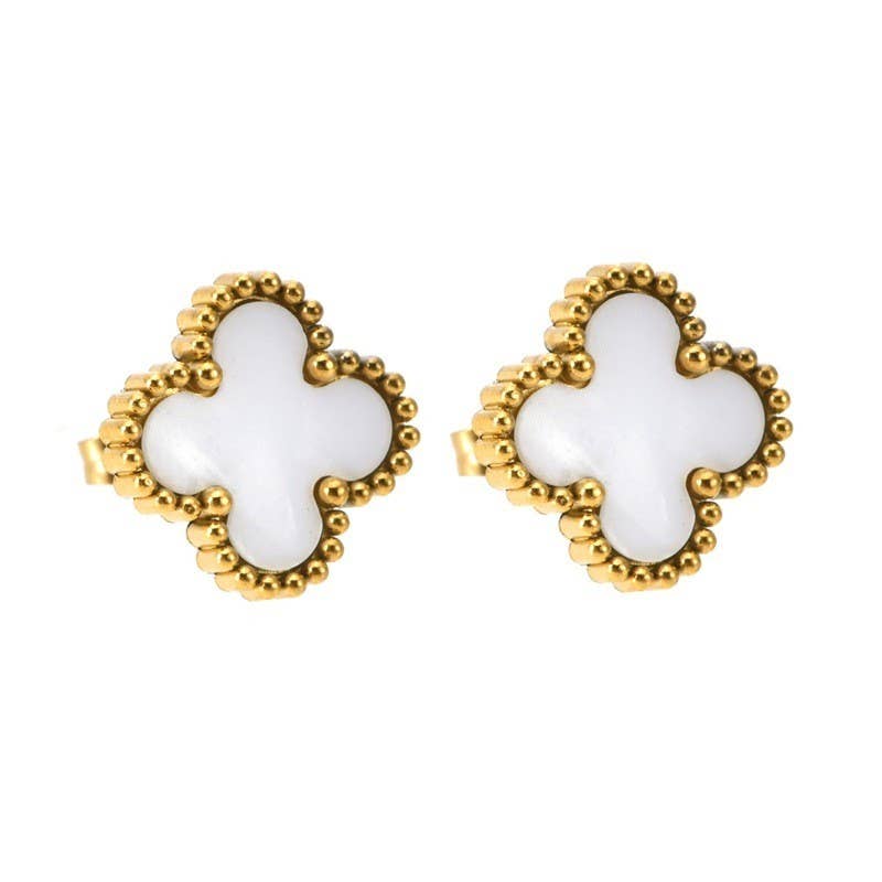 VINTAGE CLOVER STUD EARRINGS Black