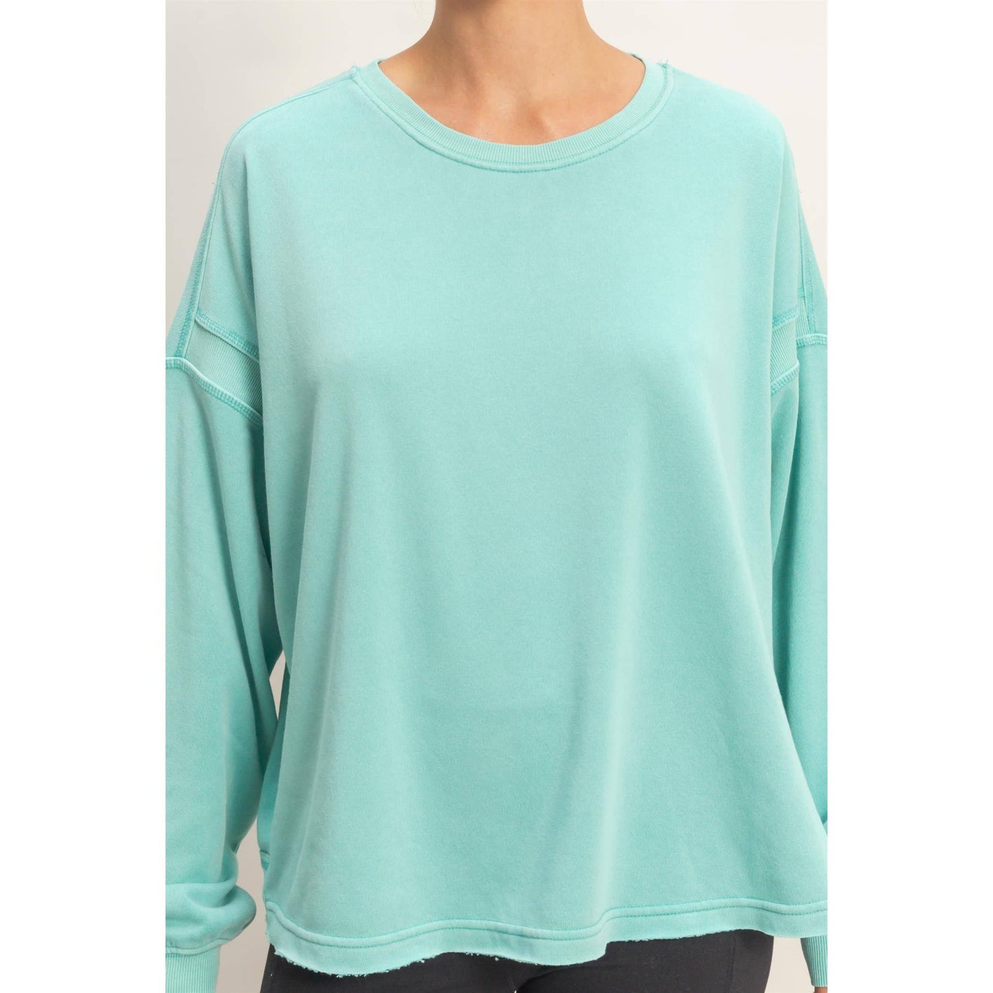 Oversized Cross Detail Open Back Sweatshirt: TURQUOISE