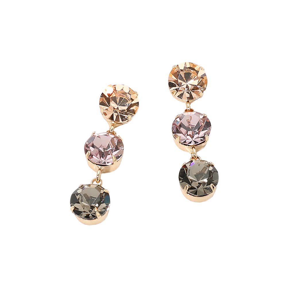 Gold Dipped Triple Swarovski Crystal Link Drop Earrings: Gold,Lt Col Topaz