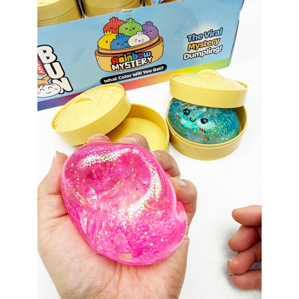 Glitter Maltose Mystery Dumpling Squishy with Steamer