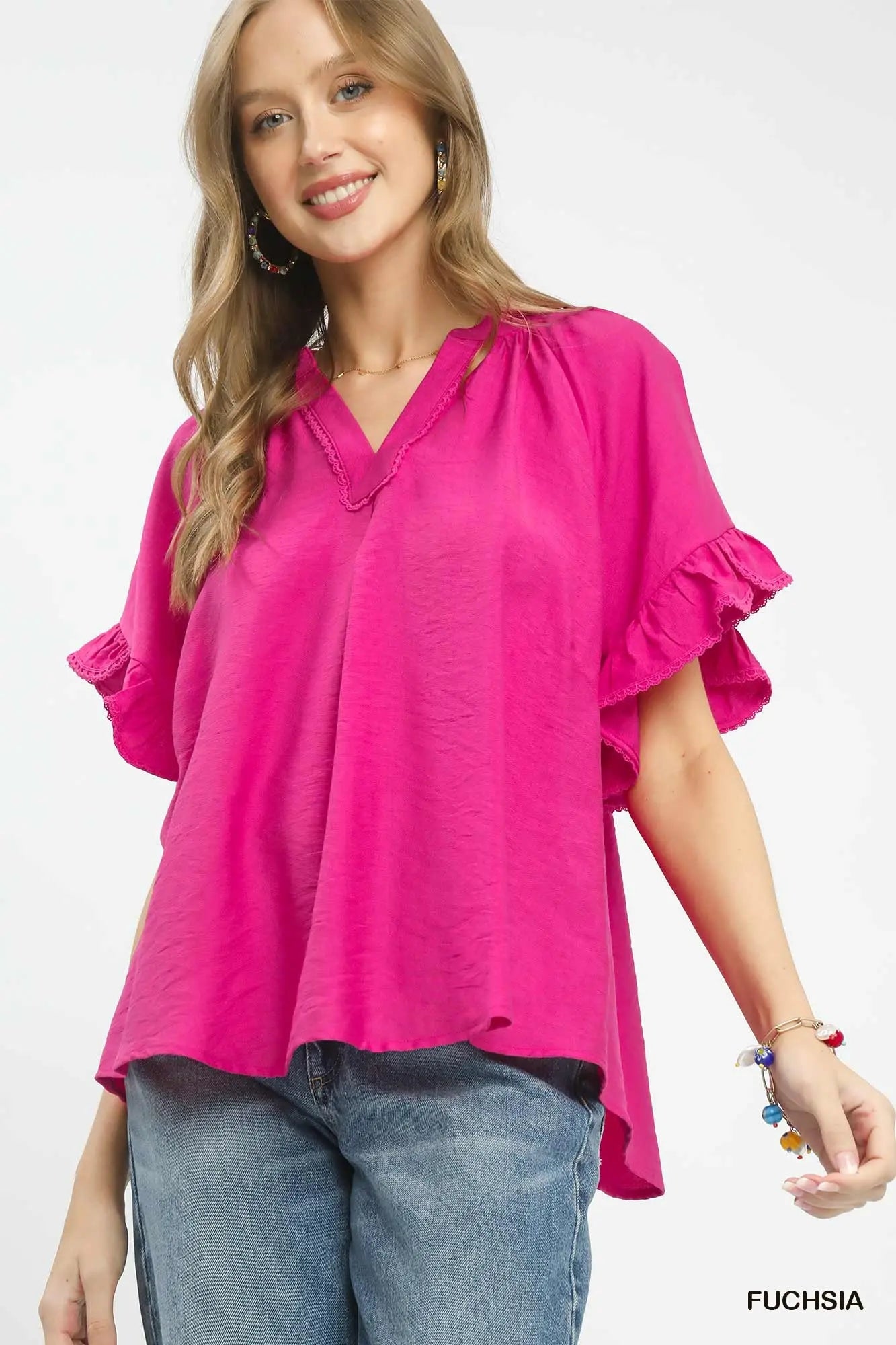 Fuchsia Ruffle Top