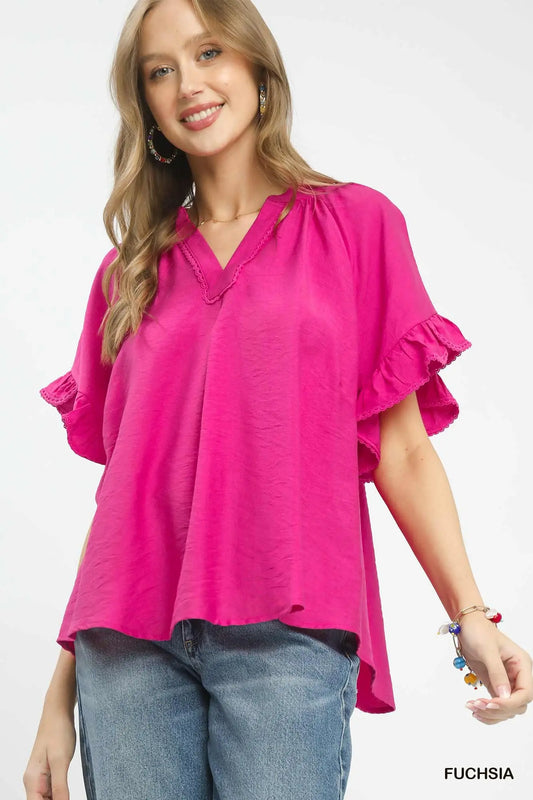 Fuchsia Ruffle Top