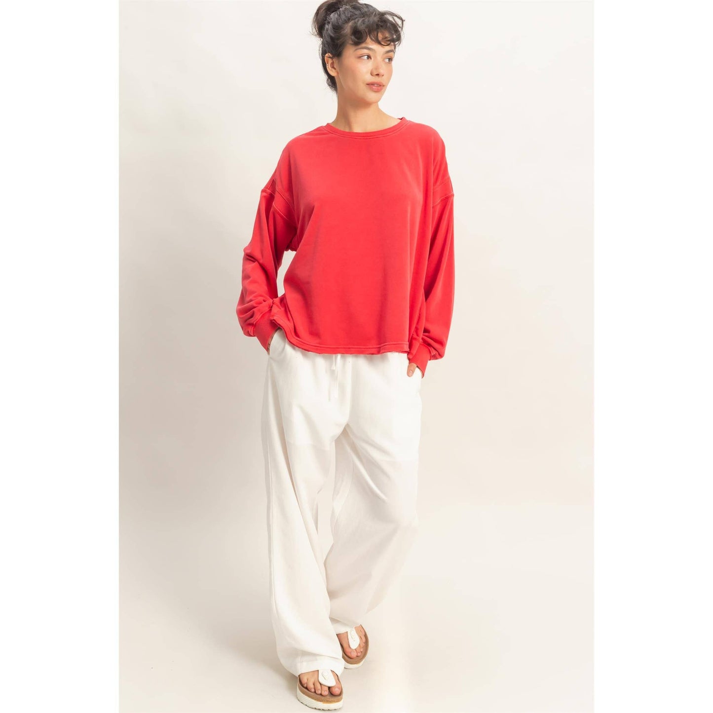 Oversized Cross Detail Open Back Sweatshirt: TURQUOISE