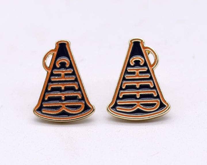 Cheer Horn Gameday Post Earrings: Red Black