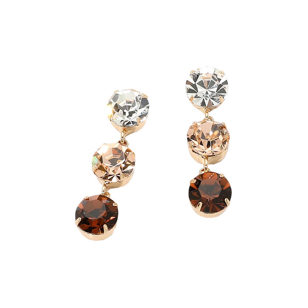 Gold Dipped Triple Swarovski Crystal Link Drop Earrings: Gold,Lt Col Topaz