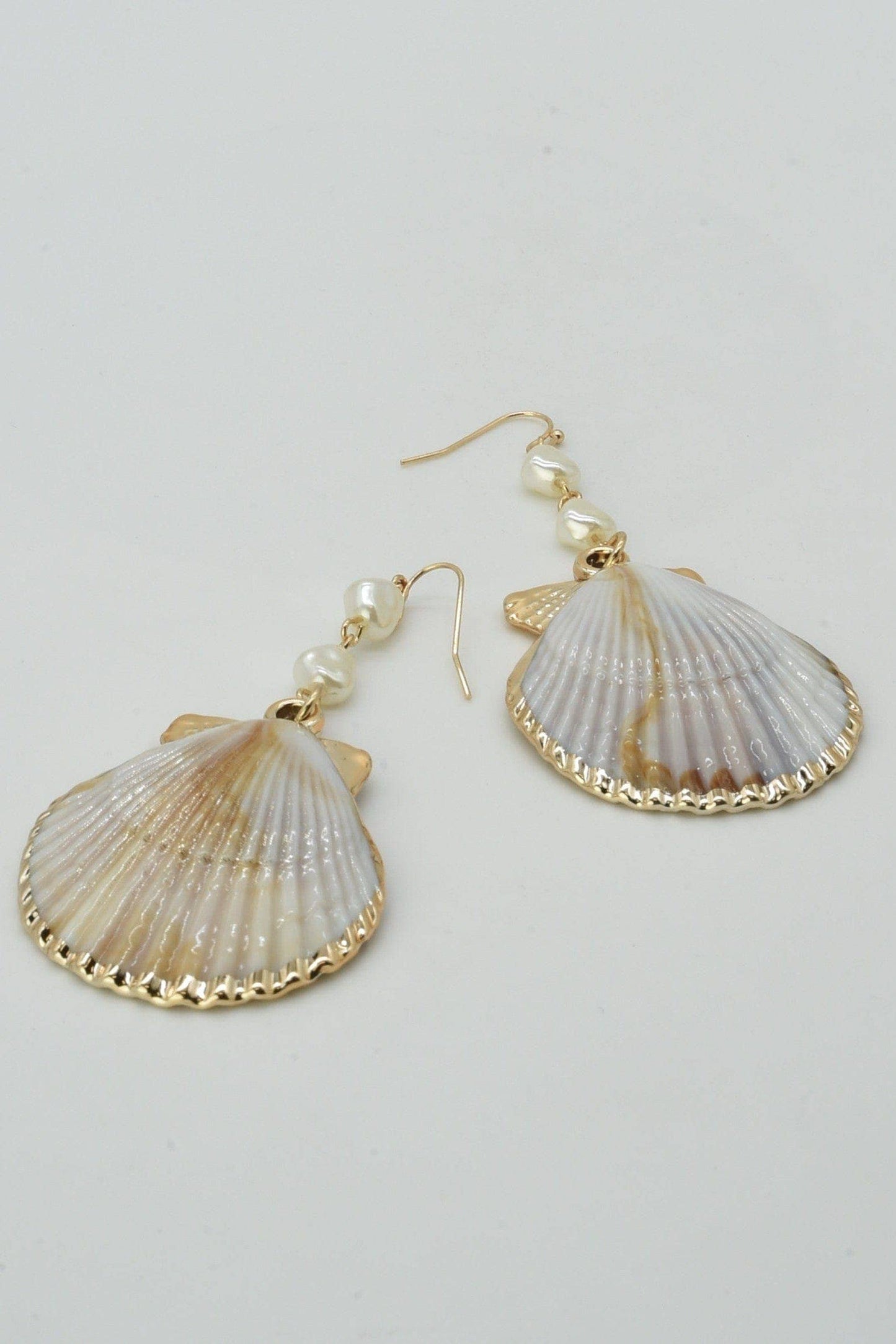 Shell and Pearl Dangle Earrings