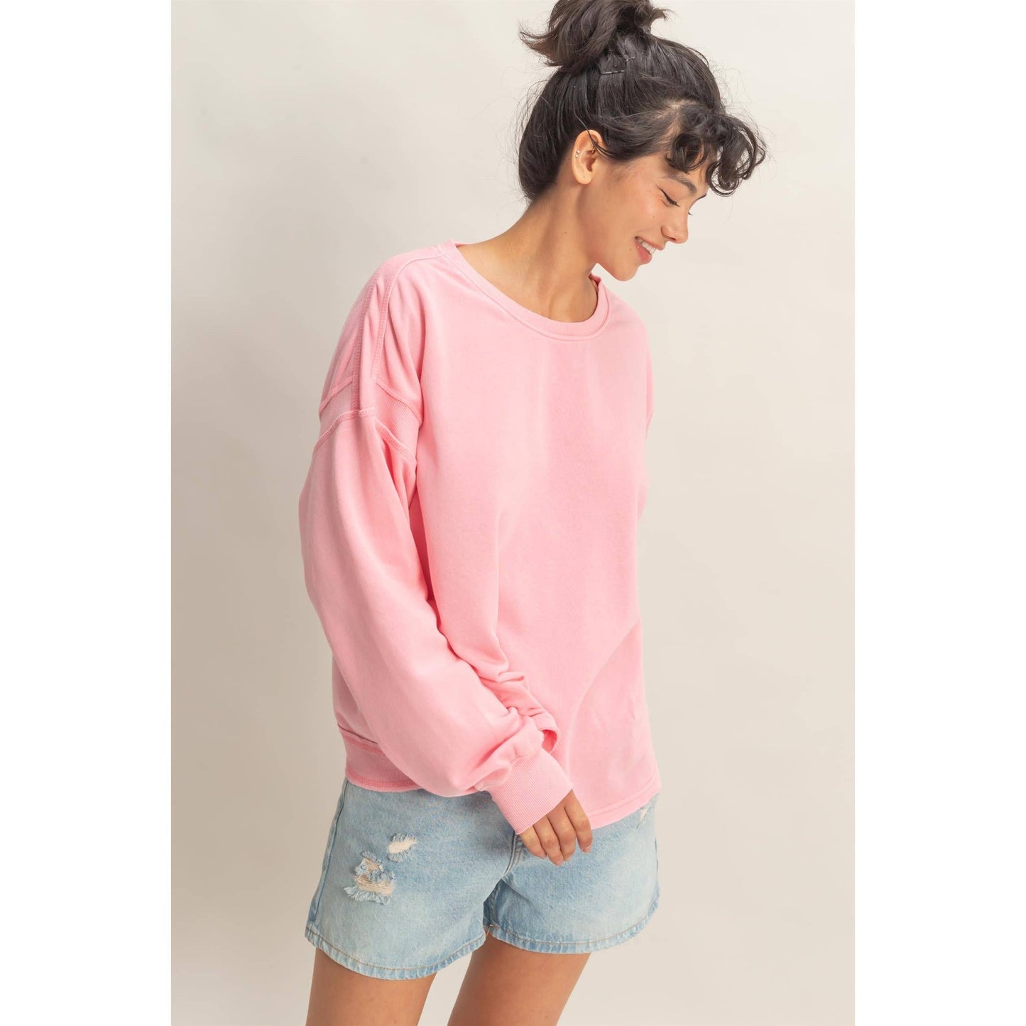 Oversized Cross Detail Open Back Sweatshirt: TURQUOISE