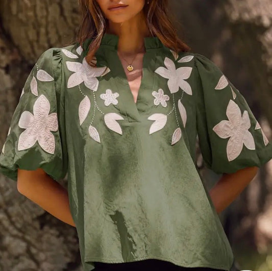 Curvy Green Suede Top