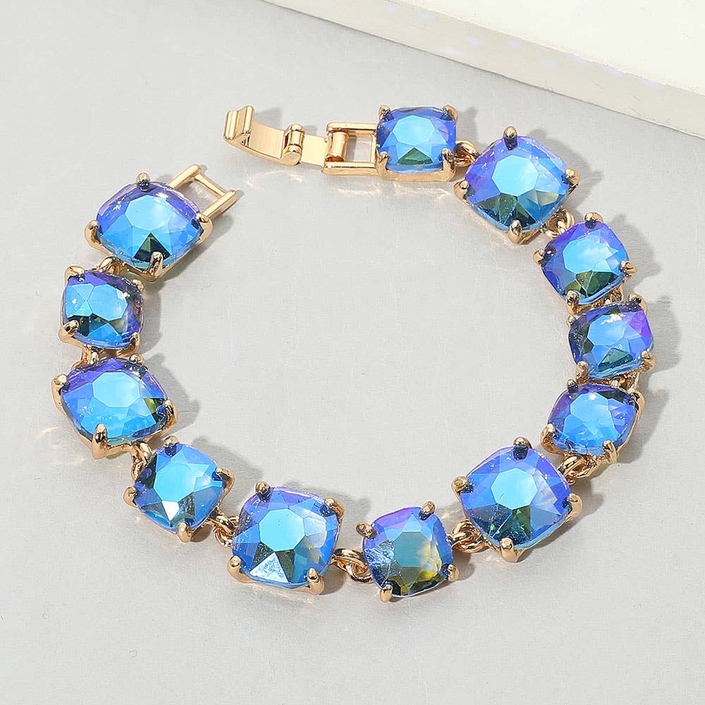 Cushion Square Stone Link Evening Bracelet: PWT
