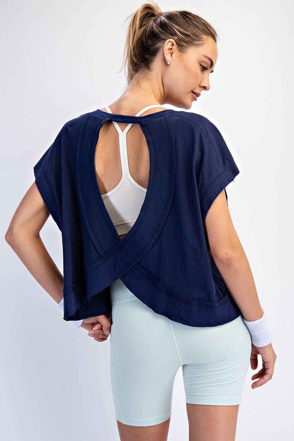 COTTON SLUB OPEN BACK TOP: Kelly Green