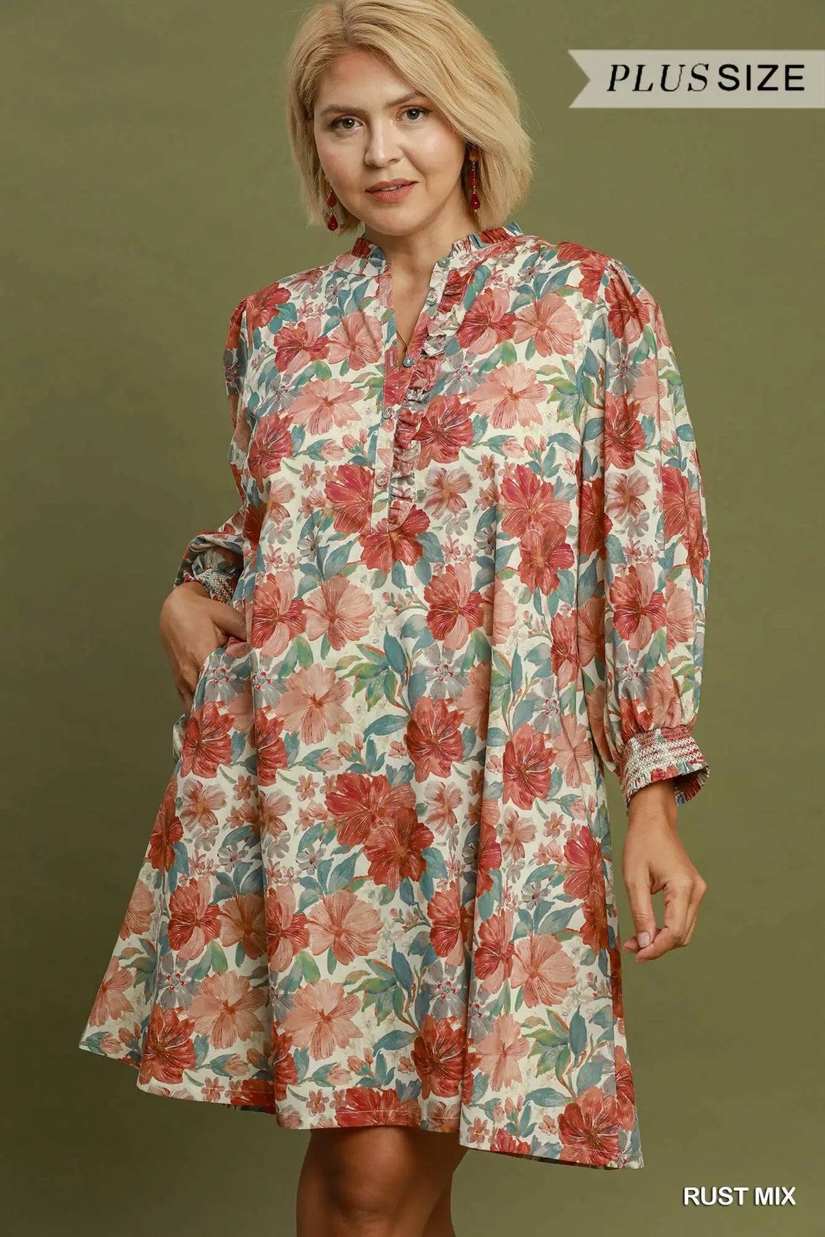 Rust Floral Mix Dress