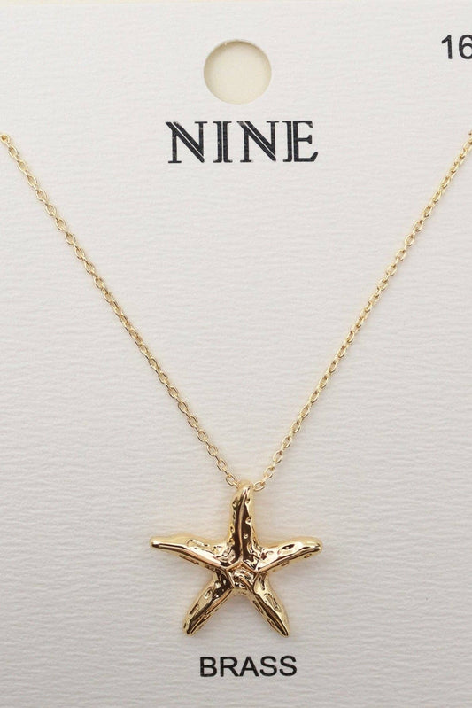 Starfish Pendant Necklace: Gold