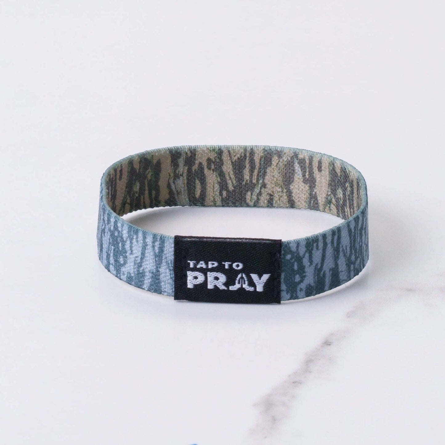 Tap To Pray® Wristband – Tree Bark Camo Brown & Grey: Medium