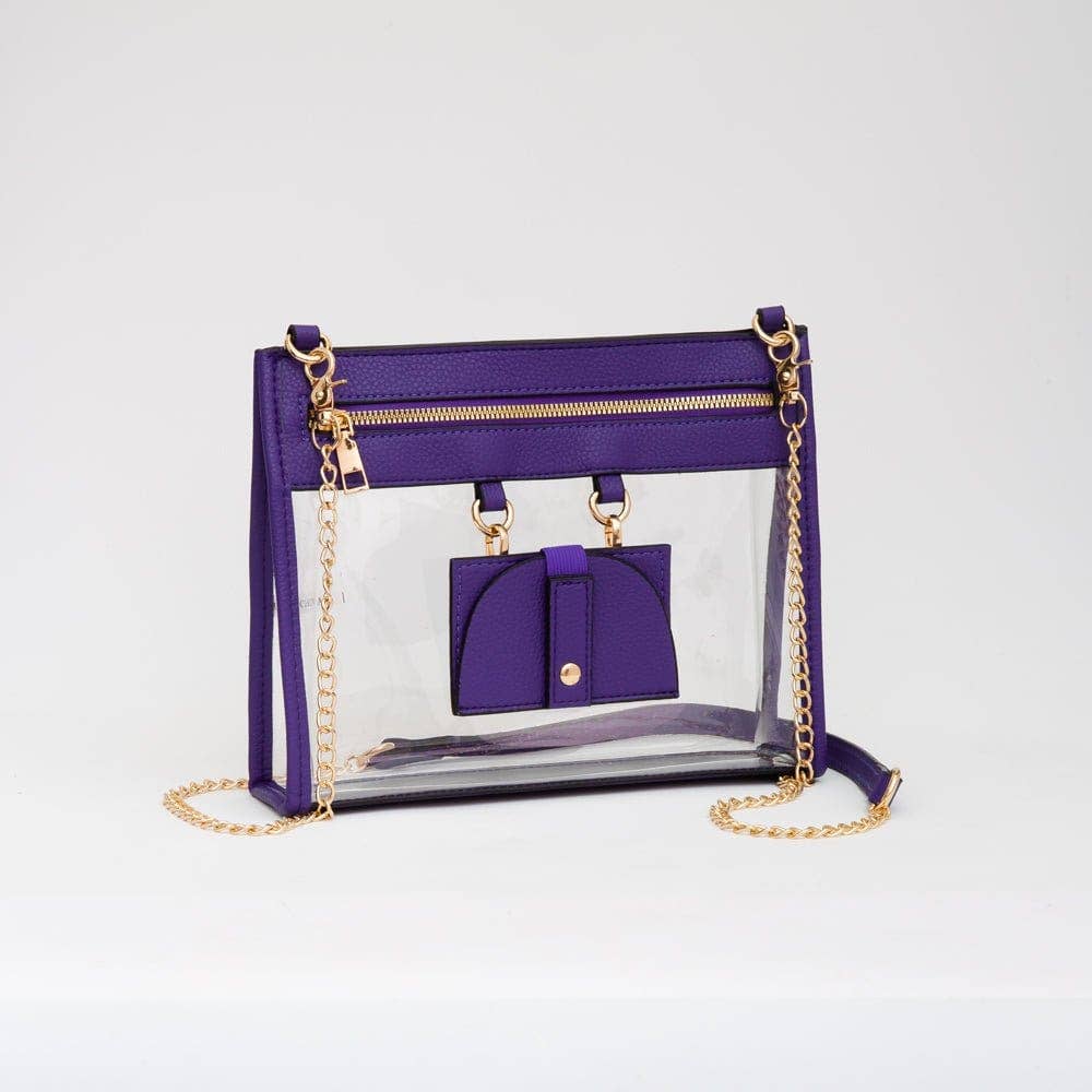 Clear Gameday Crossbody Bag With Sunglasses Holder: Black