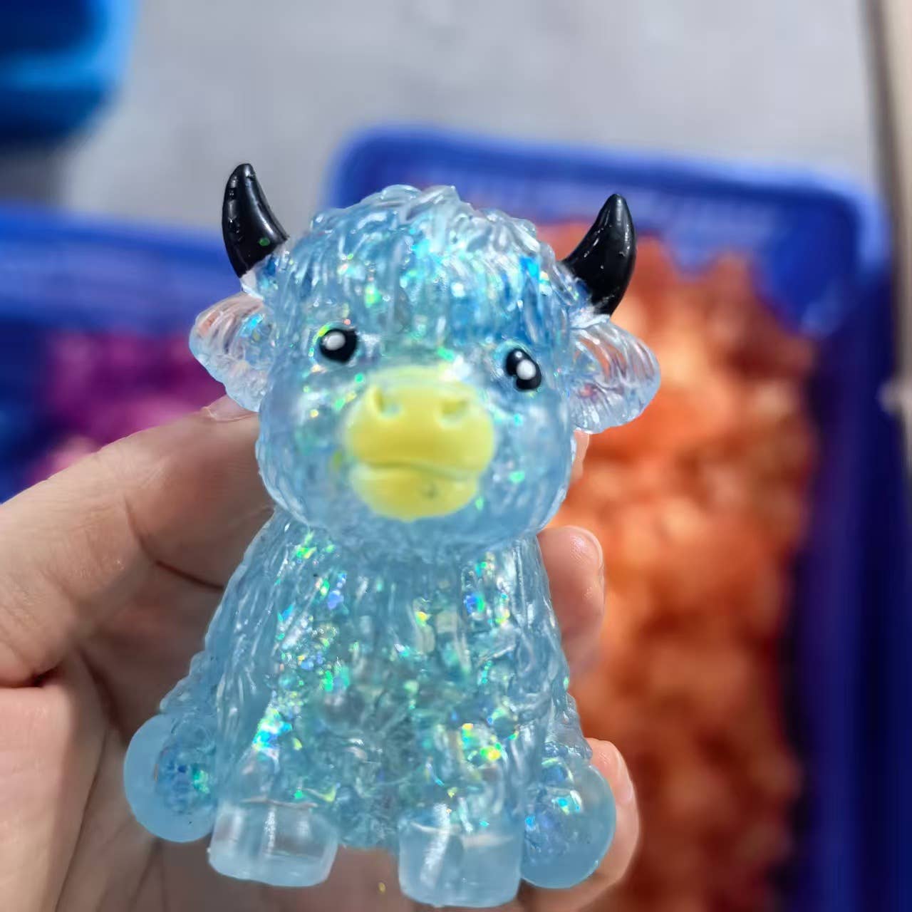 Cute Highland cow squishy Green